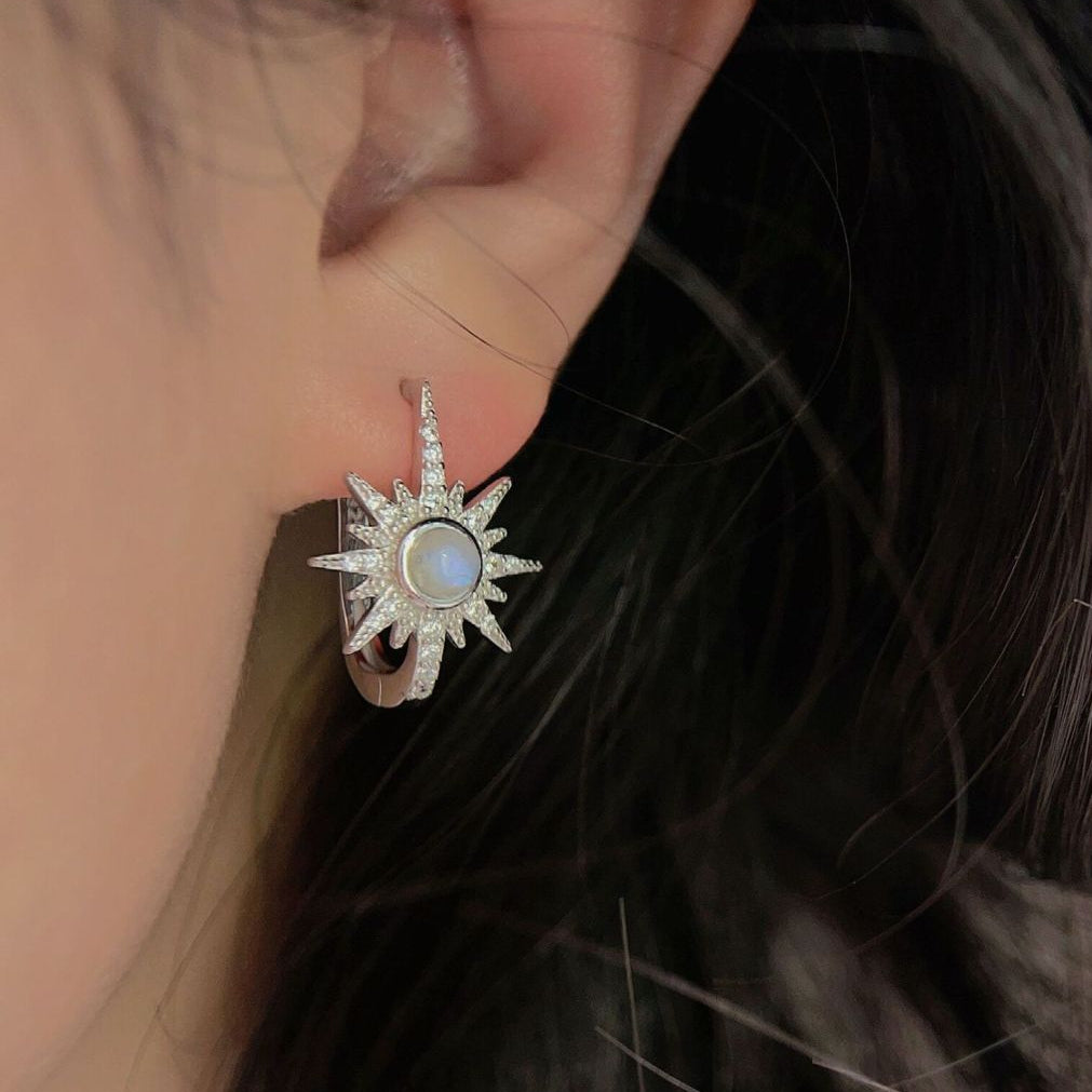 Boucles d'oreilles en argent sterling S925 avec pierre de lune Olivenorma