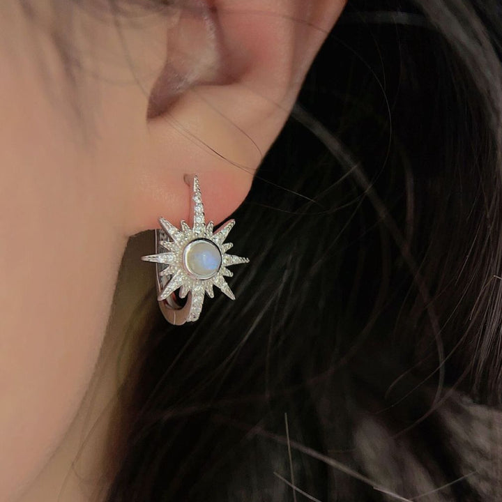 Boucles d'oreilles en argent sterling S925 avec pierre de lune Olivenorma