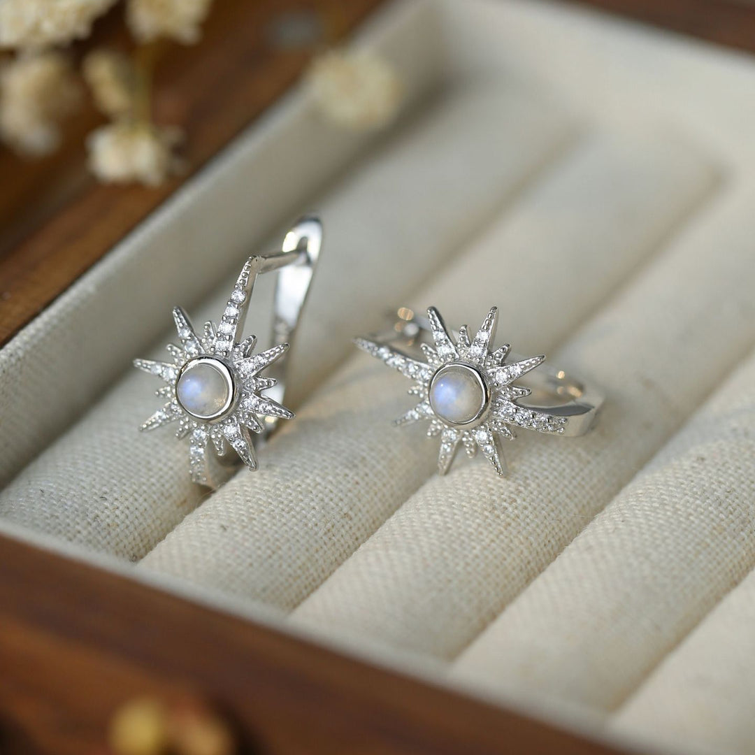 Boucles d'oreilles en argent sterling S925 avec pierre de lune Olivenorma