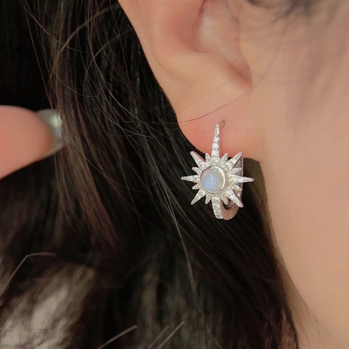 Boucles d'oreilles en argent sterling S925 avec pierre de lune Olivenorma