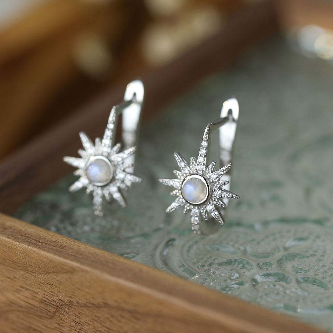 Boucles d'oreilles en argent sterling S925 avec pierre de lune Olivenorma