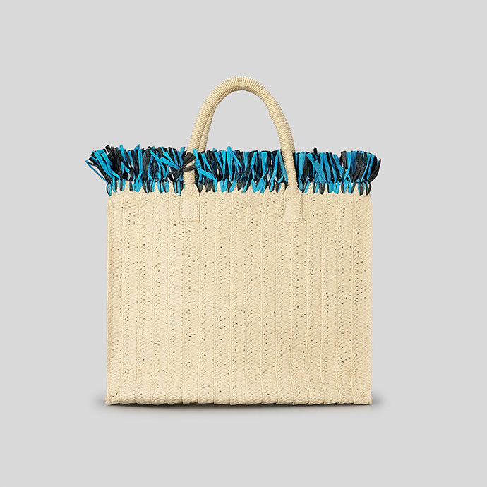 Sac de paille de vacances à pompon de grande capacité avec motif Hamsa Evil Eye Olivenorma