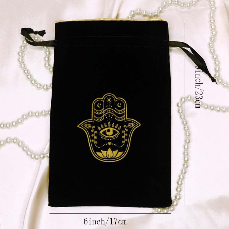 Pochette à bijoux en velours avec motif main de Fatima d' Olivenorma