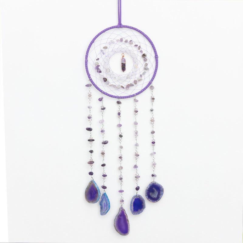 Carillon éolien attrape-rêves en agate violette améthyste Olivenorma