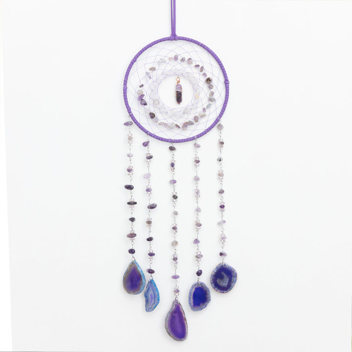Carillon éolien attrape-rêves en agate violette améthyste Olivenorma
