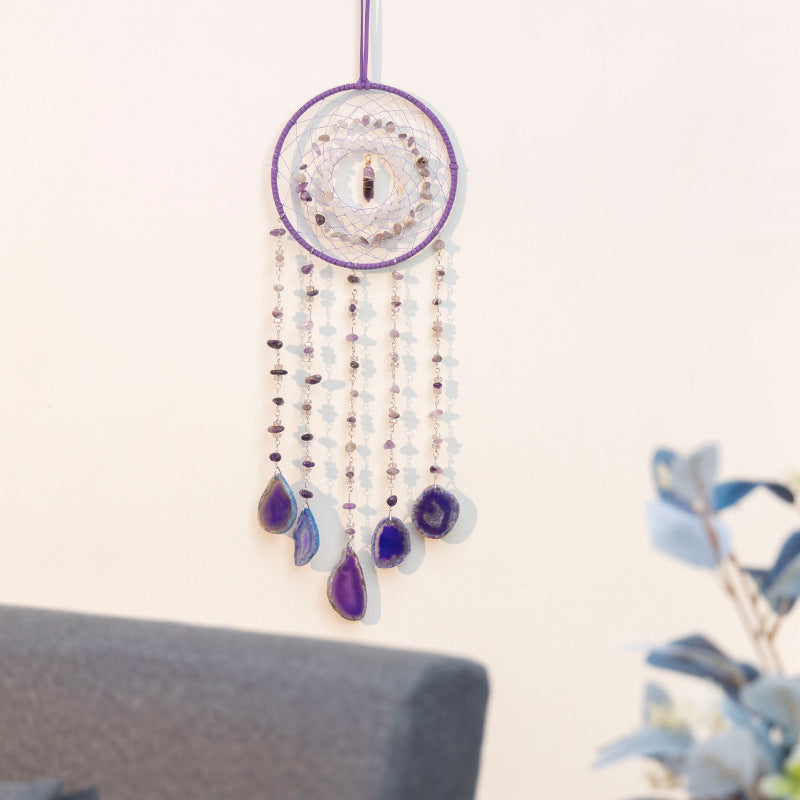 Carillon éolien attrape-rêves en agate violette améthyste Olivenorma