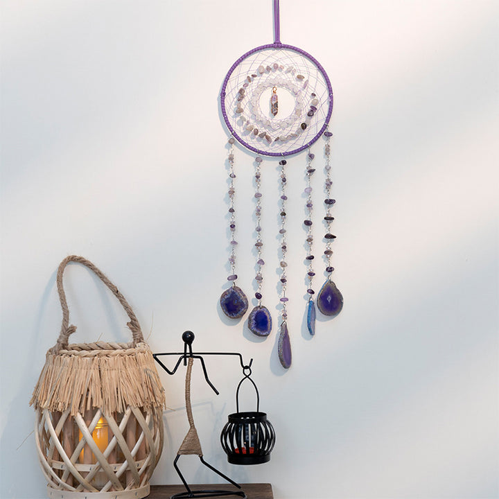 Carillon éolien attrape-rêves en agate violette améthyste Olivenorma