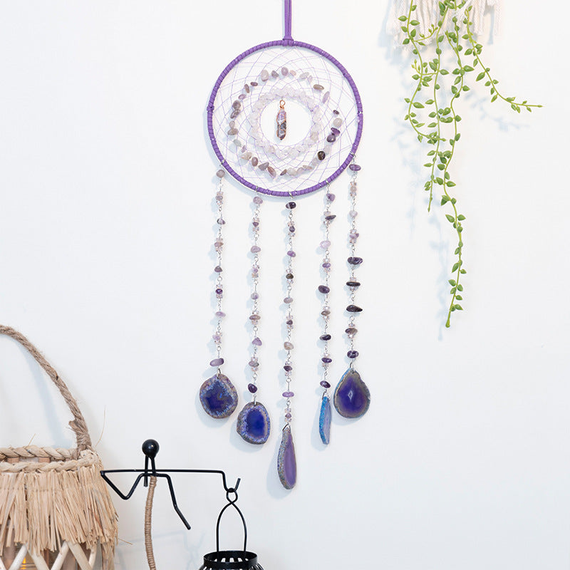 Carillon éolien attrape-rêves en agate violette améthyste Olivenorma