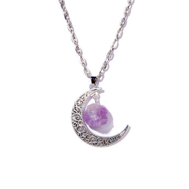 Collier pendentif en pierre naturelle Silver Moon Olivenorma
