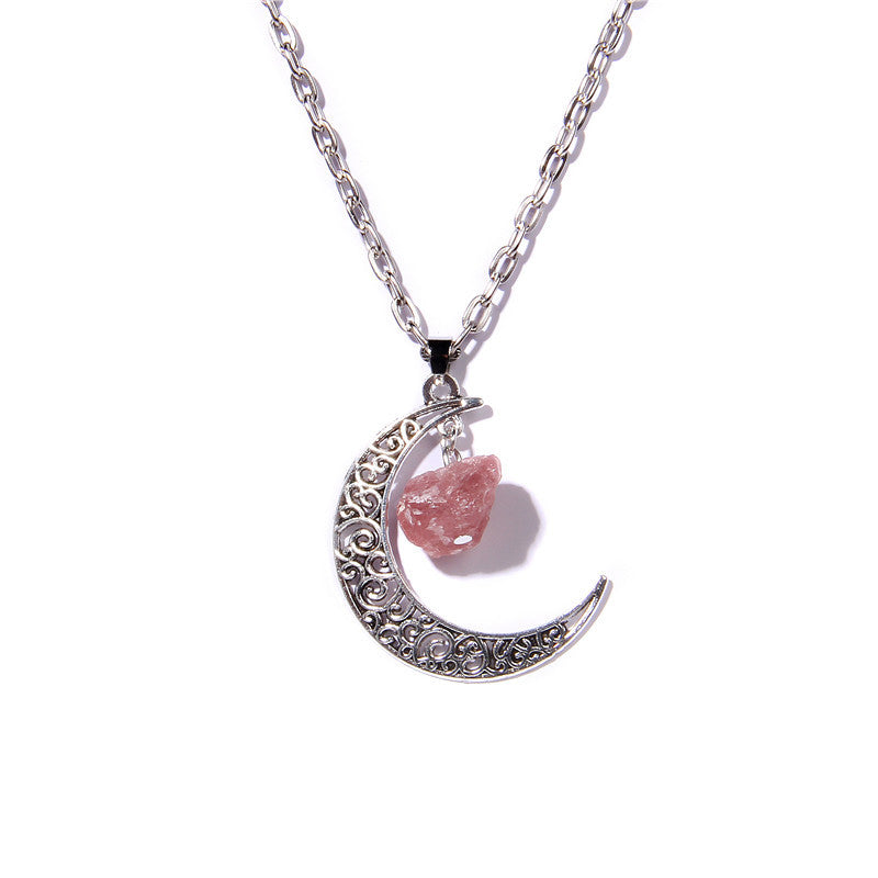 Collier pendentif en pierre naturelle Silver Moon Olivenorma