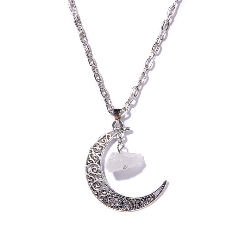 Collier pendentif en pierre naturelle Silver Moon Olivenorma