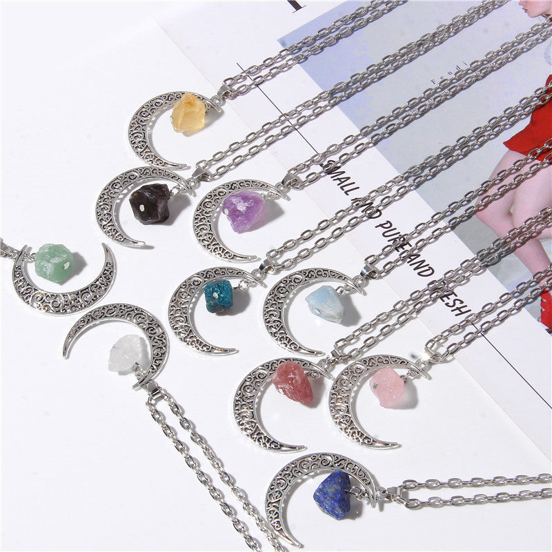 Collier pendentif en pierre naturelle Silver Moon Olivenorma