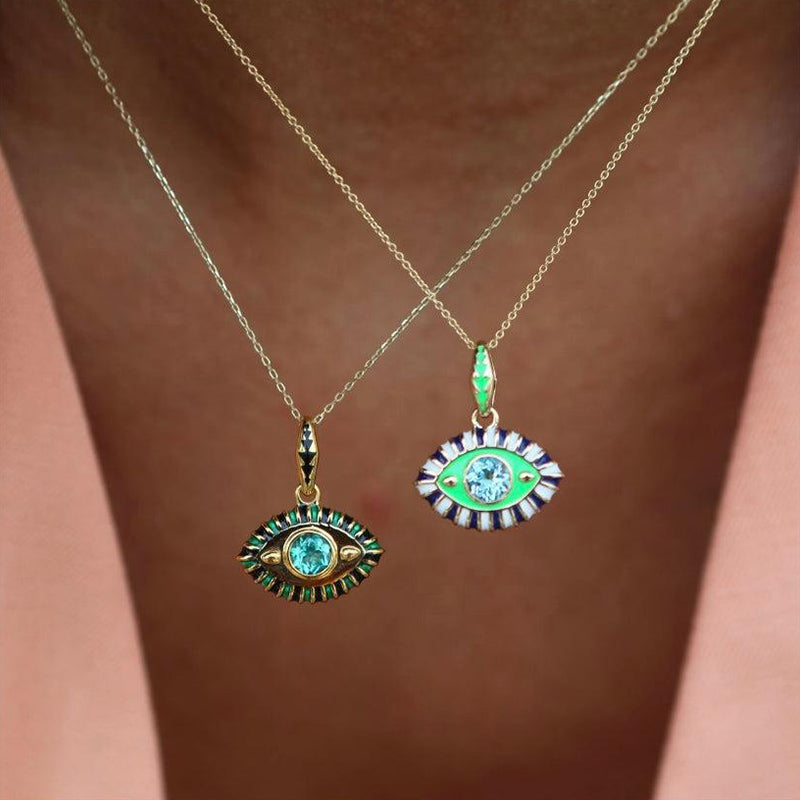 Collier en acier titane et pierre précieuse œil du diable Olivenorma