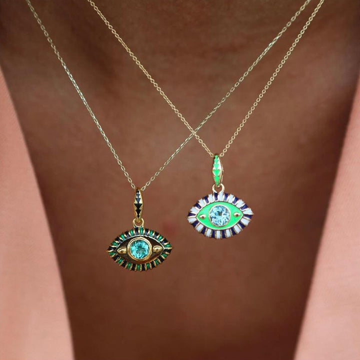 Collier en acier titane et pierre précieuse œil du diable Olivenorma