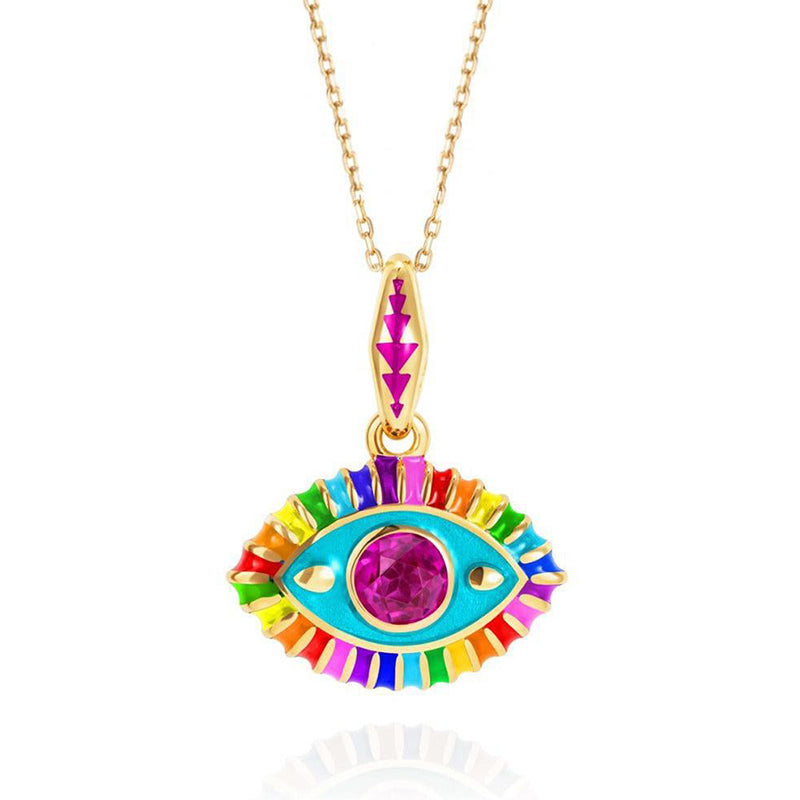 Collier en acier titane et pierre précieuse œil du diable Olivenorma