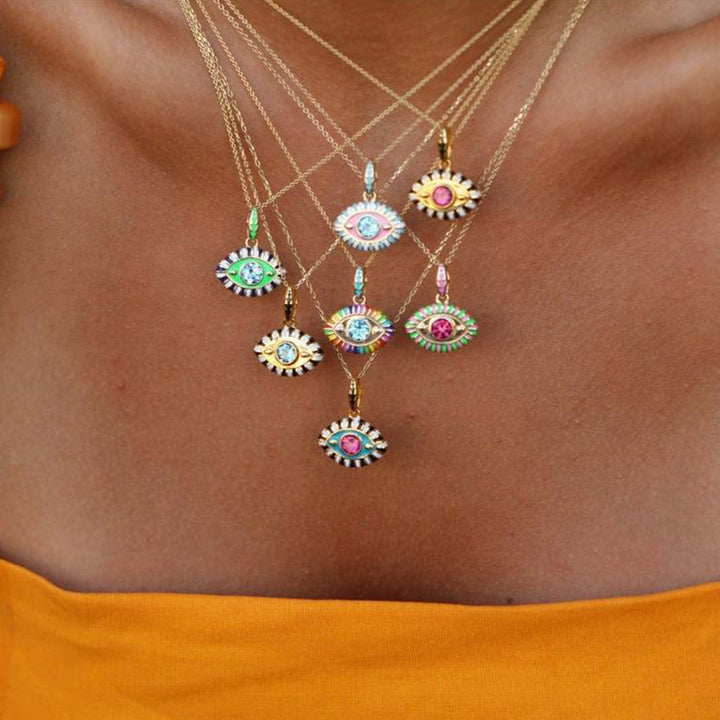 Collier en acier titane et pierre précieuse œil du diable Olivenorma