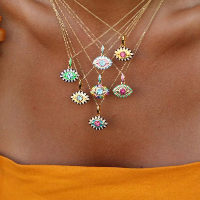 Collier en acier titane et pierre précieuse œil du diable Olivenorma