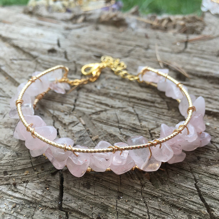 Bracelet manchette à pampilles en pierres précieuses naturelles irrégulières Olivenorma