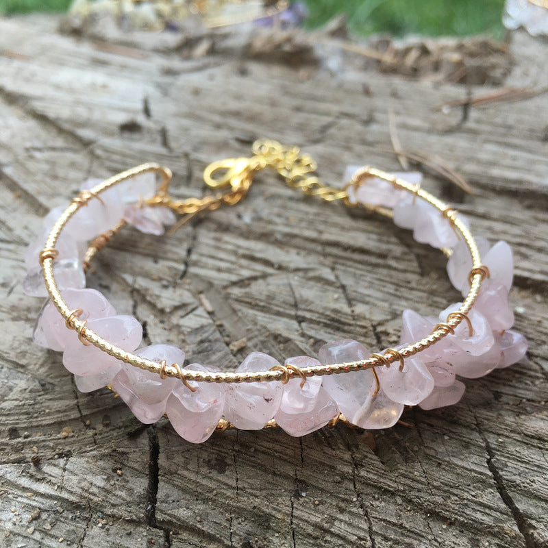 Bracelet manchette à pampilles en pierres précieuses naturelles irrégulières Olivenorma