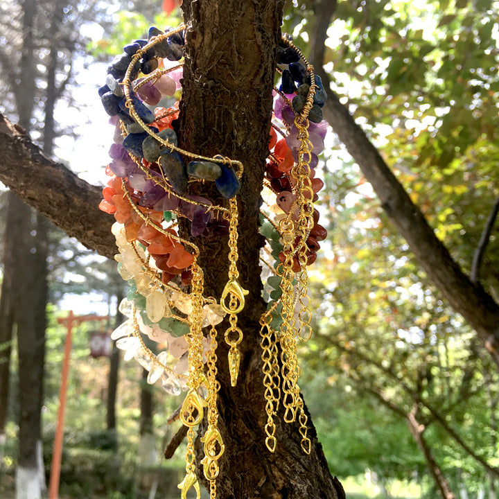 Bracelet manchette à pampilles en pierres précieuses naturelles irrégulières Olivenorma