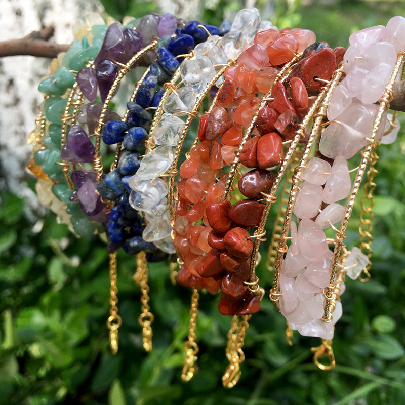 Bracelet manchette à pampilles en pierres précieuses naturelles irrégulières Olivenorma