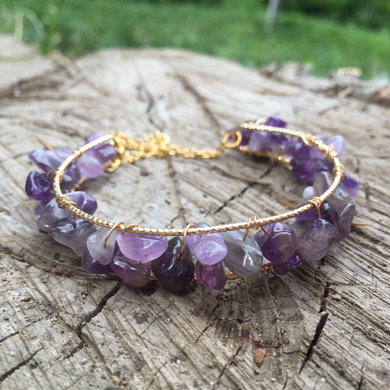 Bracelet manchette à pampilles en pierres précieuses naturelles irrégulières Olivenorma