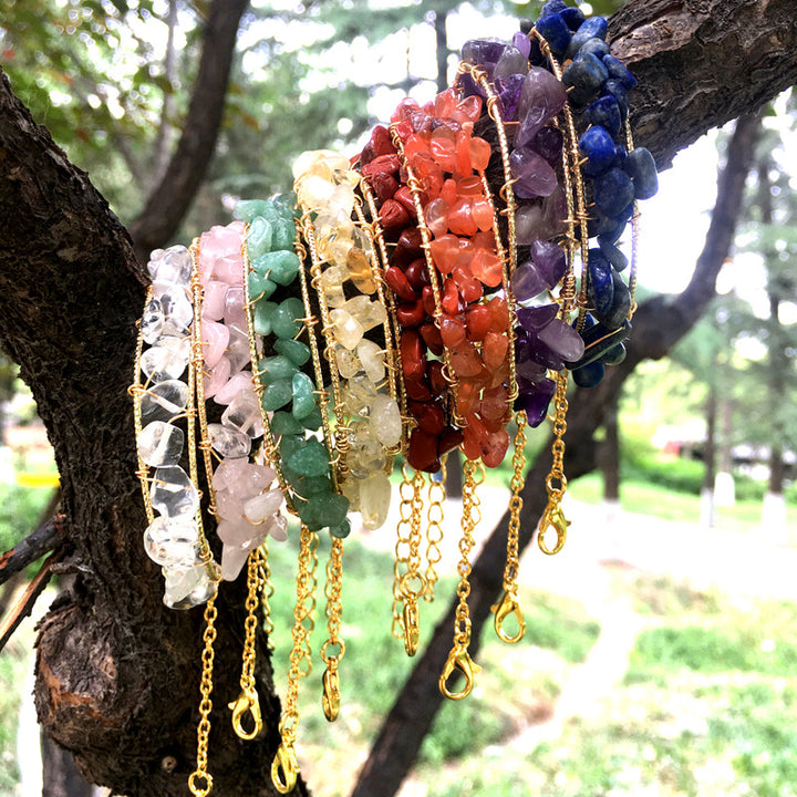 Bracelet manchette à pampilles en pierres précieuses naturelles irrégulières Olivenorma