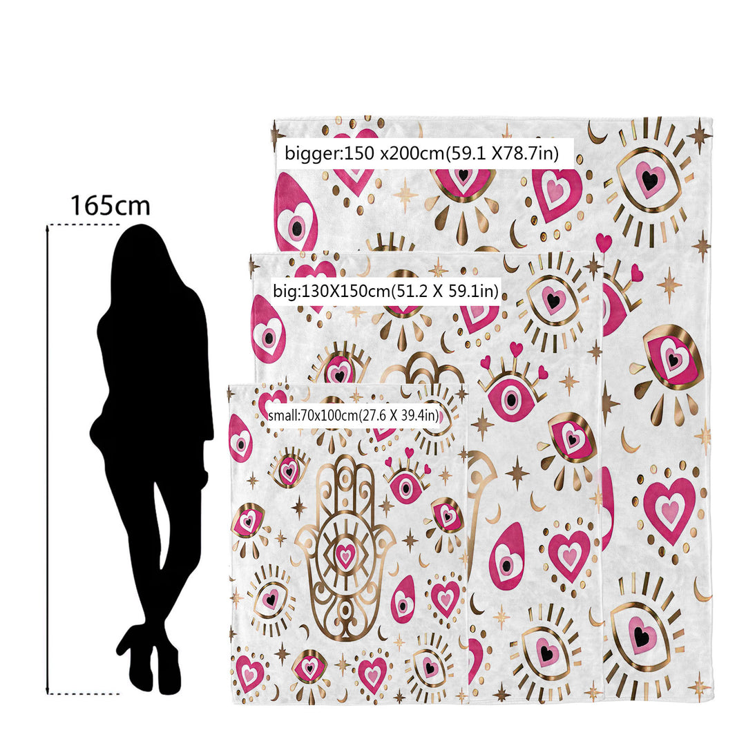 Couverture en flanelle avec impression numérique 3D Evil Eye Hamsa Olivenorma