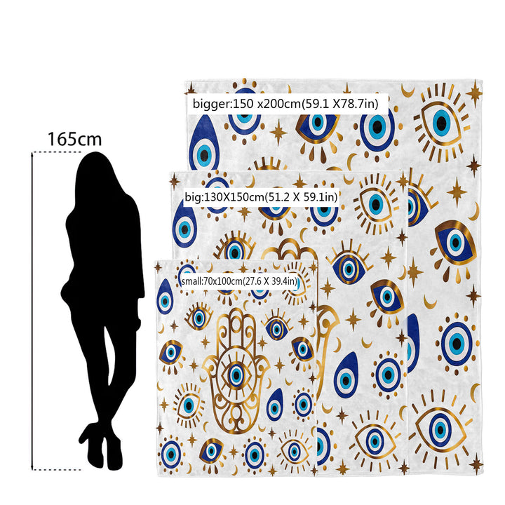 Couverture en flanelle avec impression numérique 3D Evil Eye Hamsa Olivenorma