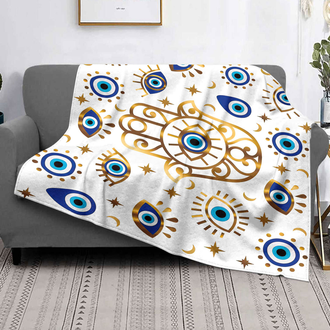 Couverture en flanelle avec impression numérique 3D Evil Eye Hamsa Olivenorma
