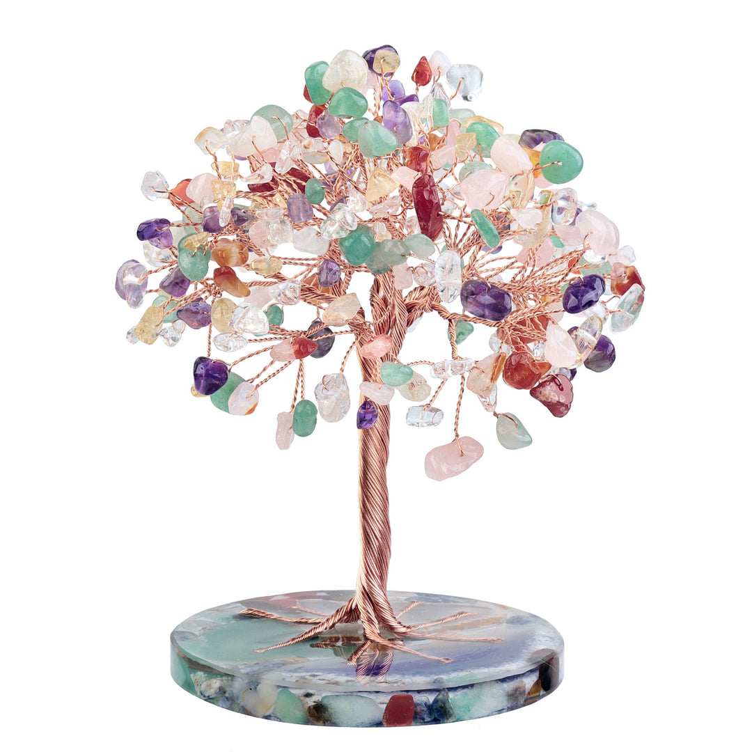 Base de pièce ronde en agate Olivenorma , cristal de guérison, arbre Feng Shui