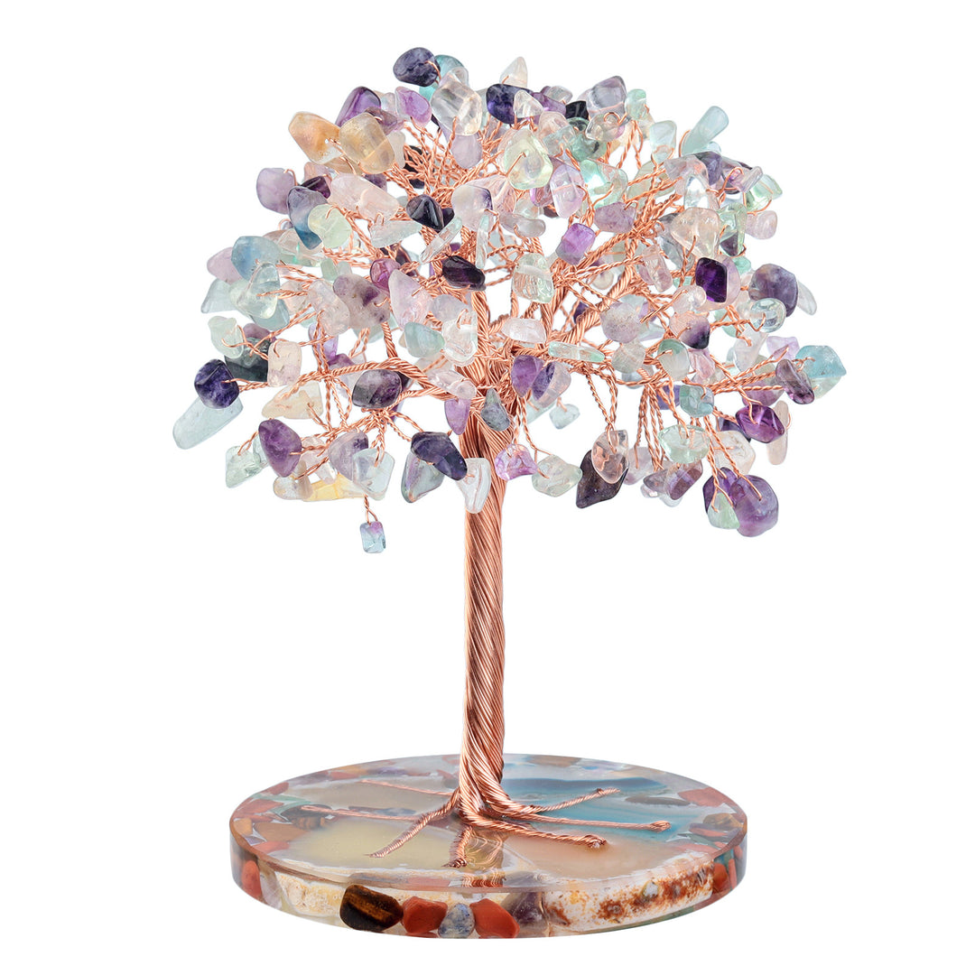 Base de pièce ronde en agate Olivenorma , cristal de guérison, arbre Feng Shui