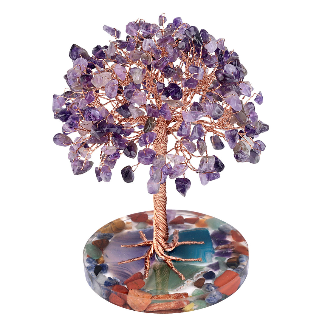 Base de pièce ronde en agate Olivenorma , cristal de guérison, arbre Feng Shui