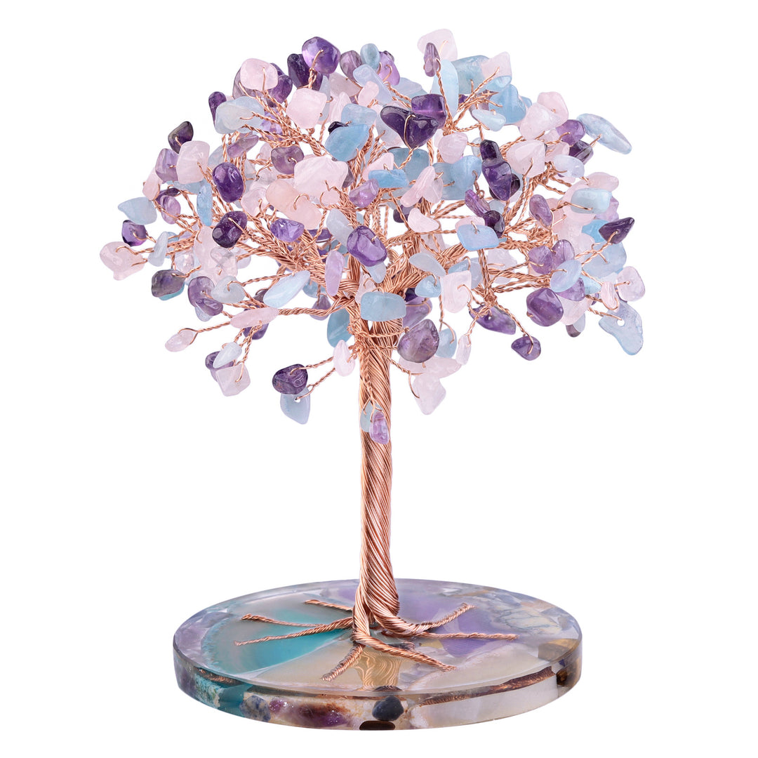 Base de pièce ronde en agate Olivenorma , cristal de guérison, arbre Feng Shui