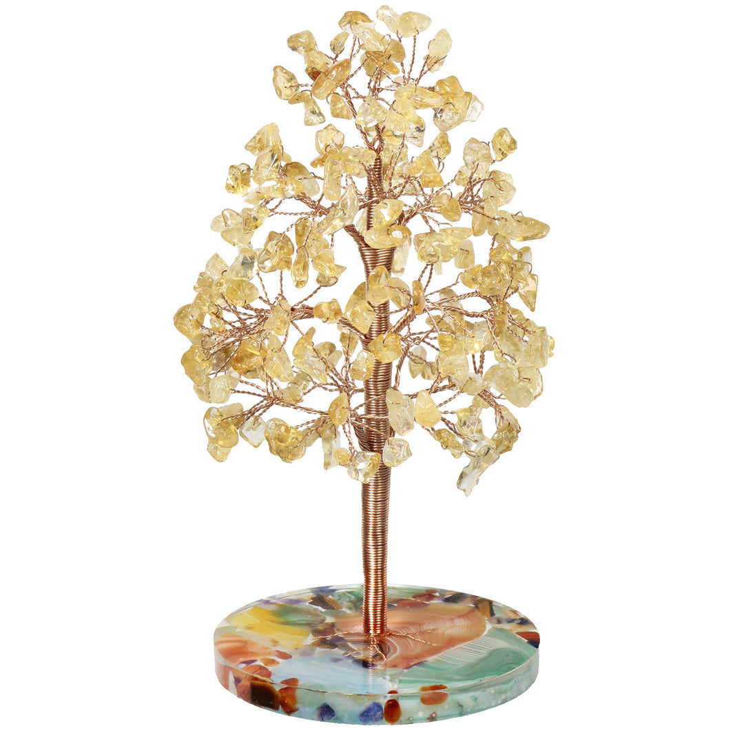 Base de pièce ronde en agate Olivenorma , cristal de guérison, arbre Feng Shui