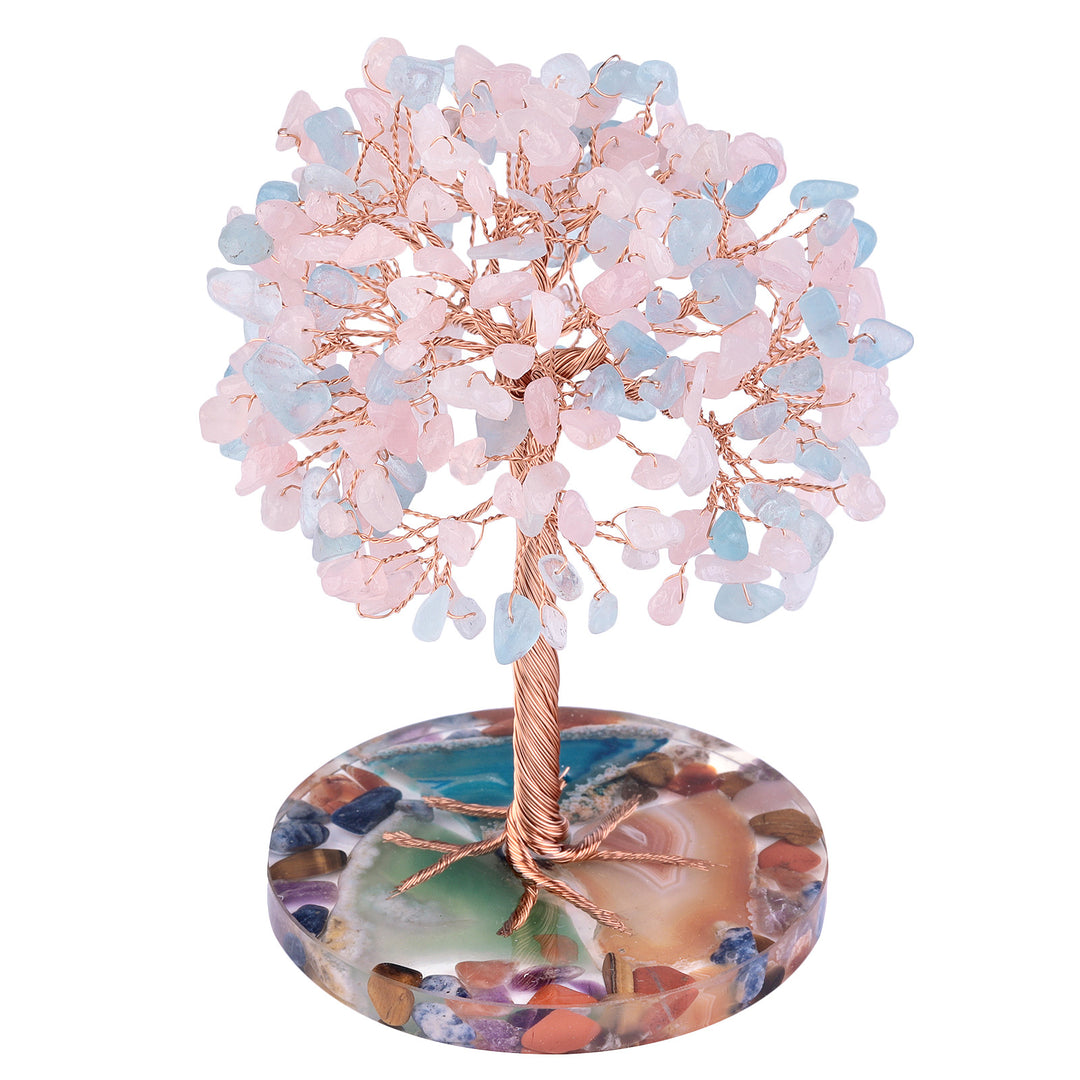Base de pièce ronde en agate Olivenorma , cristal de guérison, arbre Feng Shui
