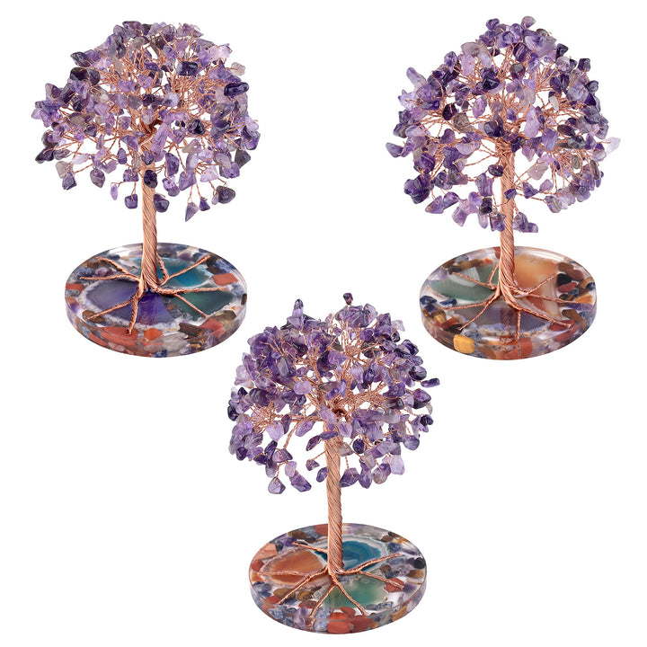 Base de pièce ronde en agate Olivenorma , cristal de guérison, arbre Feng Shui