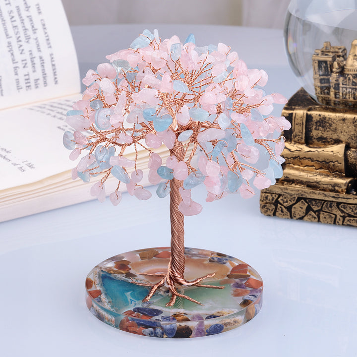 Base de pièce ronde en agate Olivenorma , cristal de guérison, arbre Feng Shui