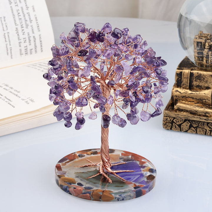 Base de pièce ronde en agate Olivenorma , cristal de guérison, arbre Feng Shui