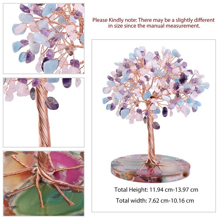 Base de pièce ronde en agate Olivenorma , cristal de guérison, arbre Feng Shui