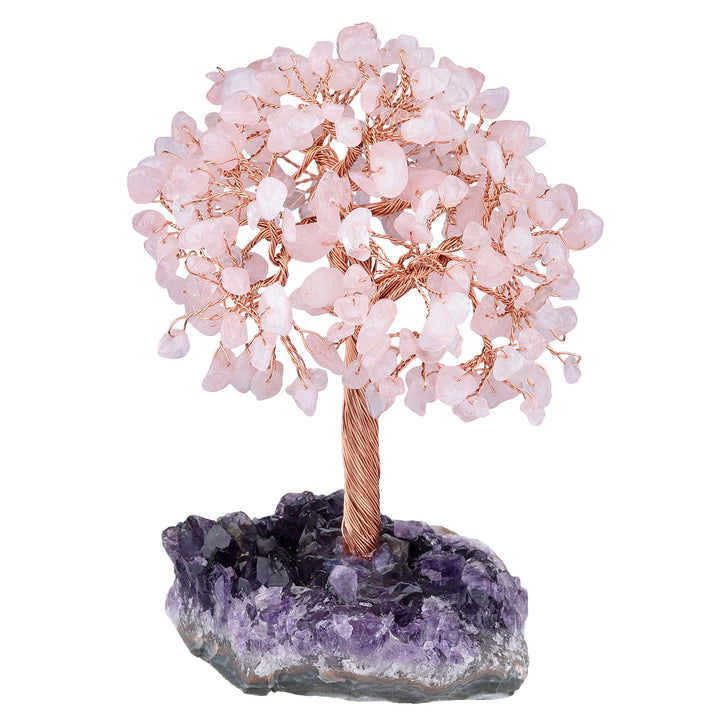 Arbre Feng Shui à base irrégulière avec fleur d'améthyste naturelle Olivenorma