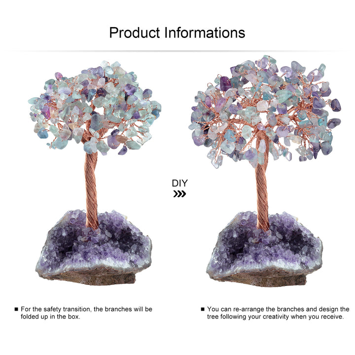 Arbre Feng Shui à base irrégulière avec fleur d'améthyste naturelle Olivenorma
