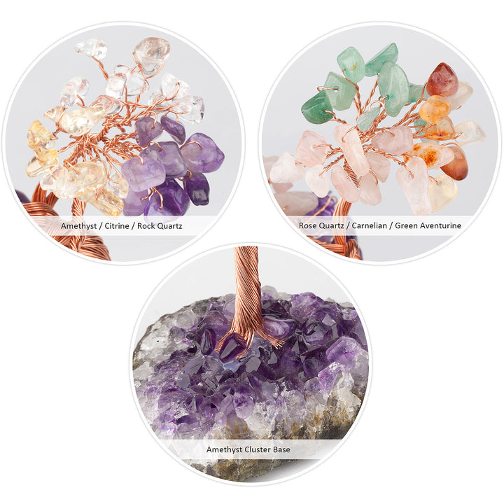 Arbre Feng Shui à base irrégulière avec fleur d'améthyste naturelle Olivenorma