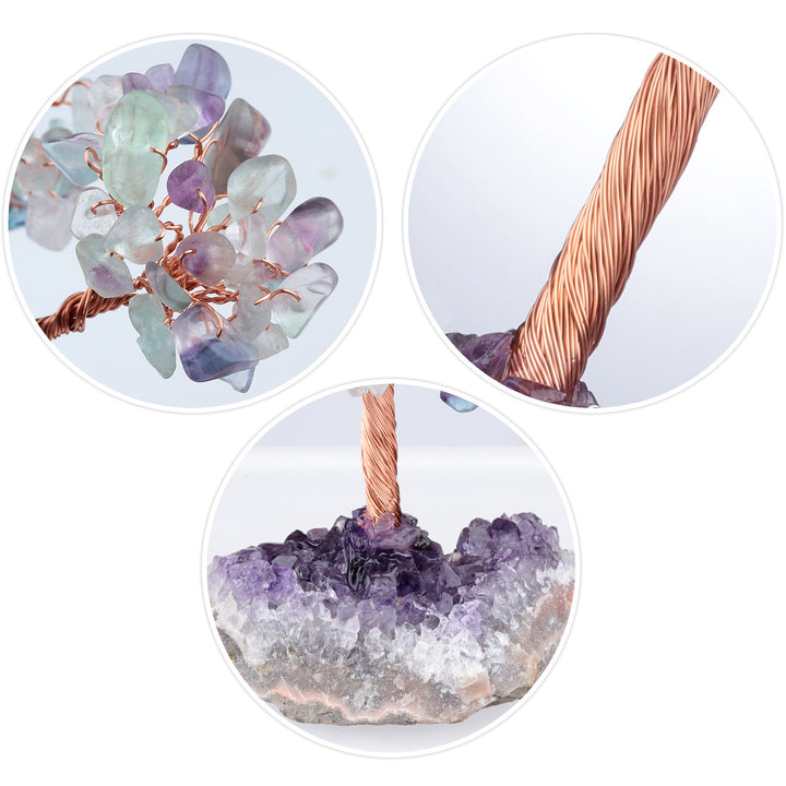 Arbre Feng Shui à base irrégulière avec fleur d'améthyste naturelle Olivenorma