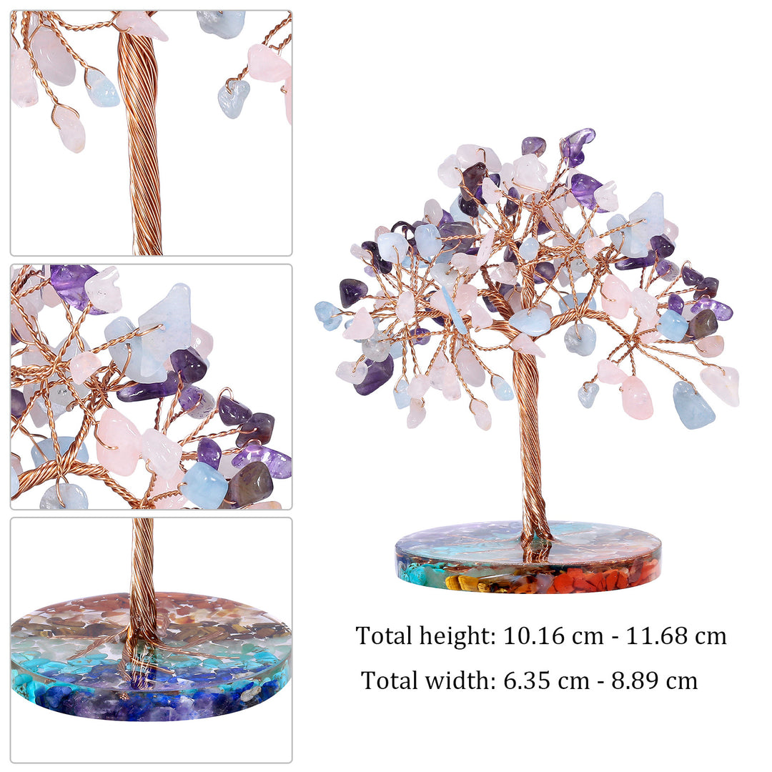 Arbre Feng Shui à base ronde en gravier pour chakras Olivenorma