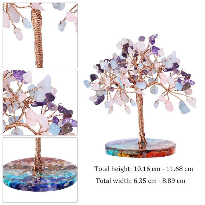 Arbre Feng Shui à base ronde en gravier pour chakras Olivenorma