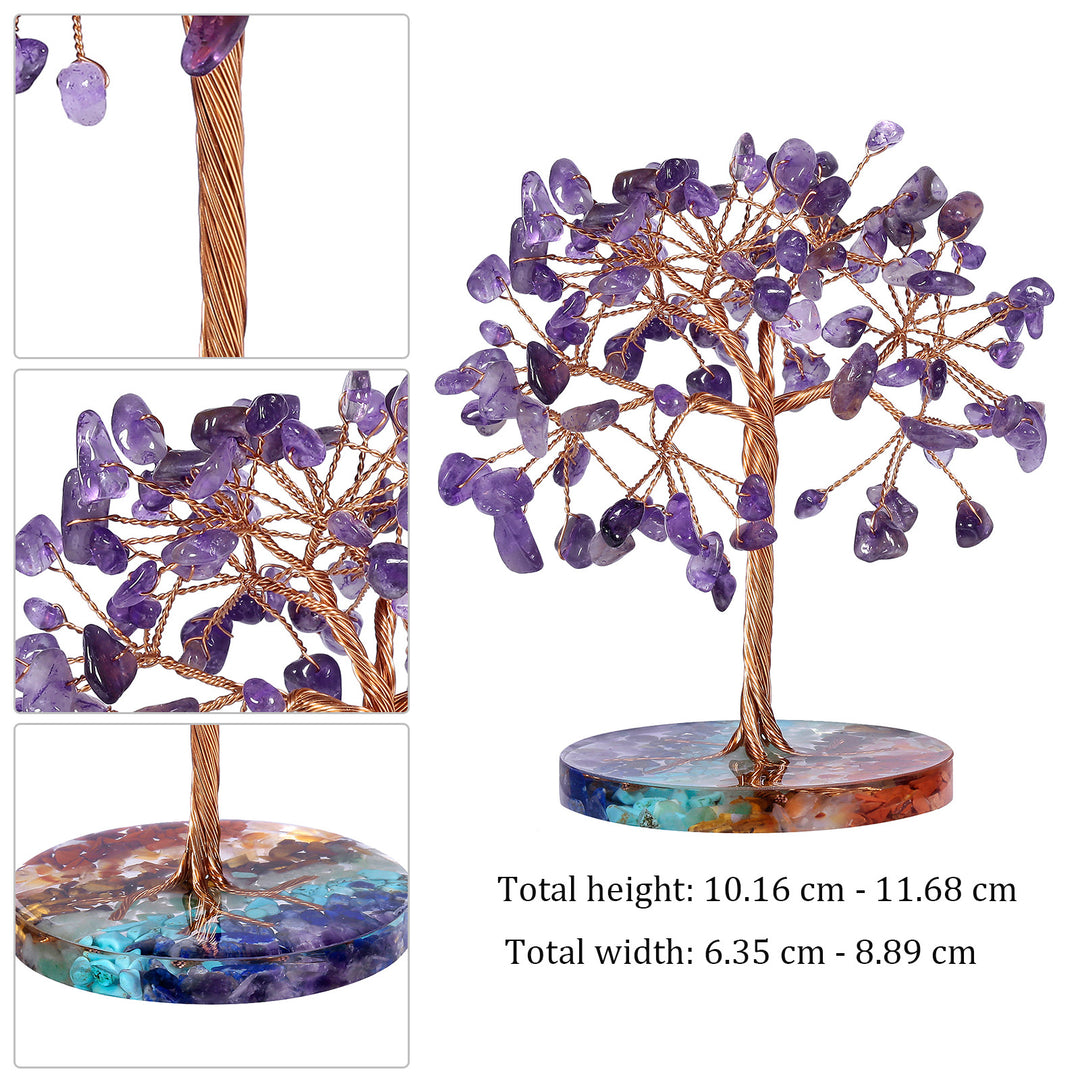 Arbre Feng Shui à base ronde en gravier pour chakras Olivenorma