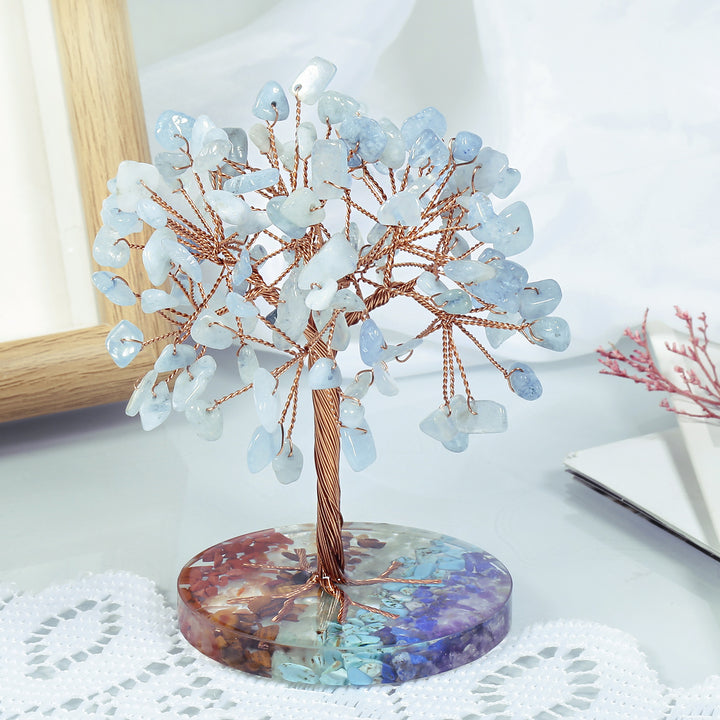 Arbre Feng Shui à base ronde en gravier pour chakras Olivenorma