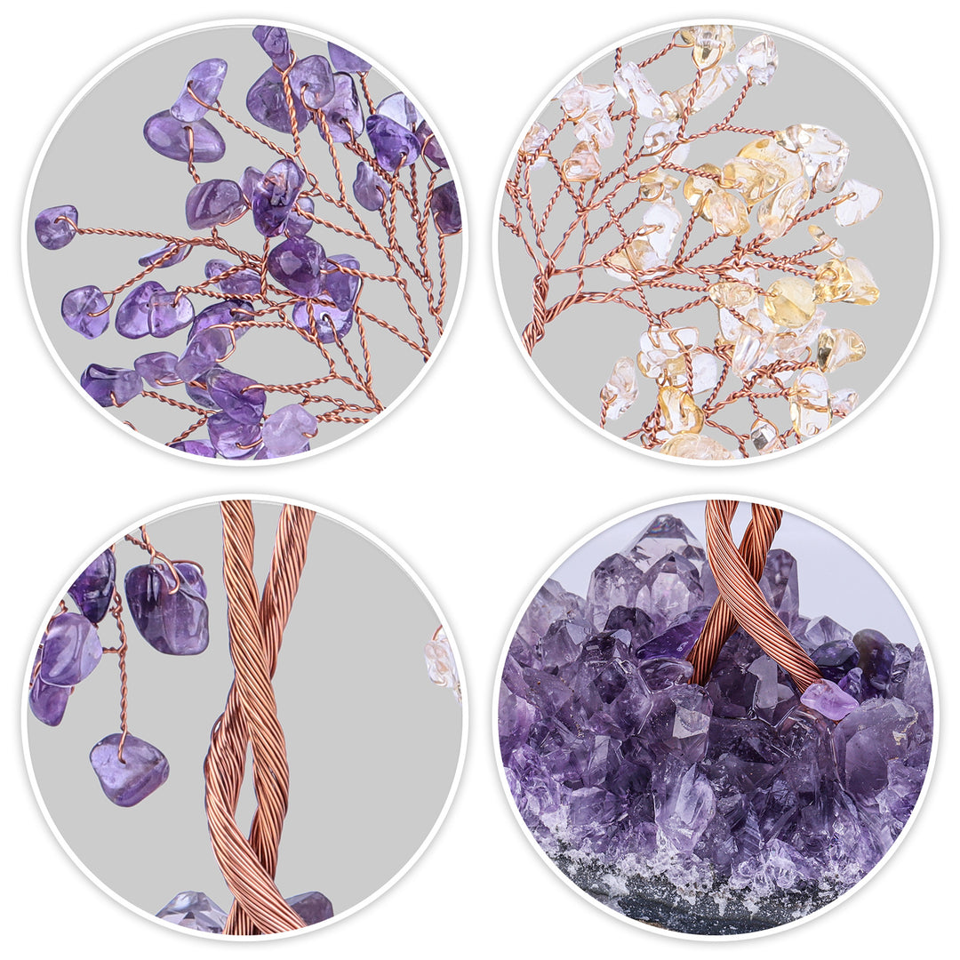 Arbre Feng Shui concentrique à base de mine d'améthyste Olivenorma