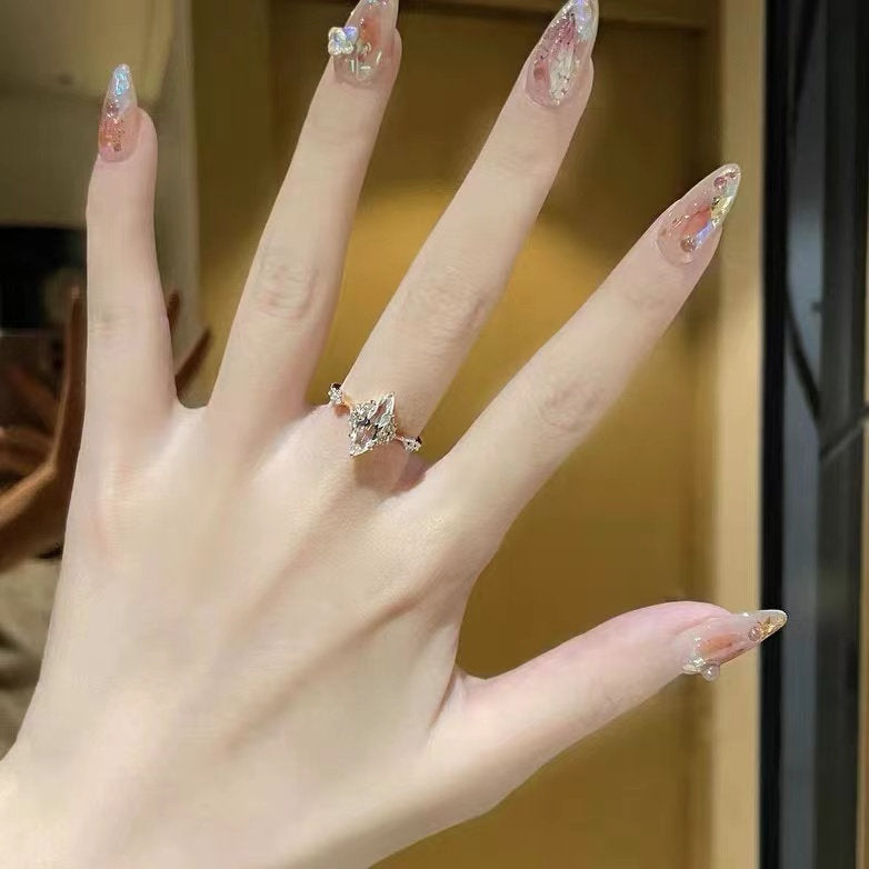 Bague de fiançailles en diamant simulé avec zircon blanc Olivenorma